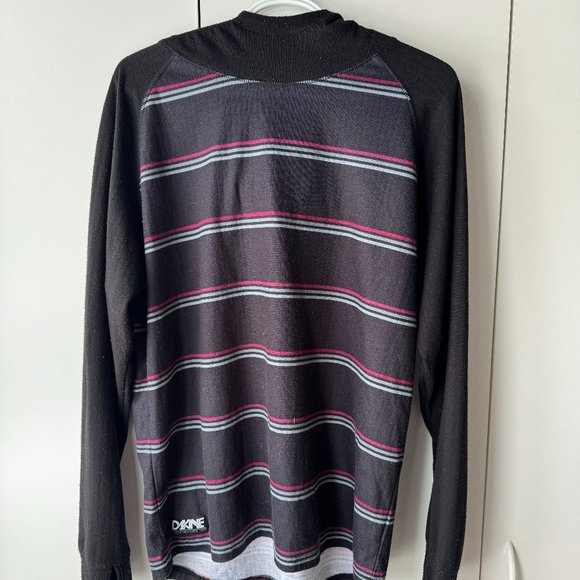 Dakine Underlayer Crewneck Long Sleeve Hood Black Stripe Large Men Ski Snowboard - Picture 1 of 3